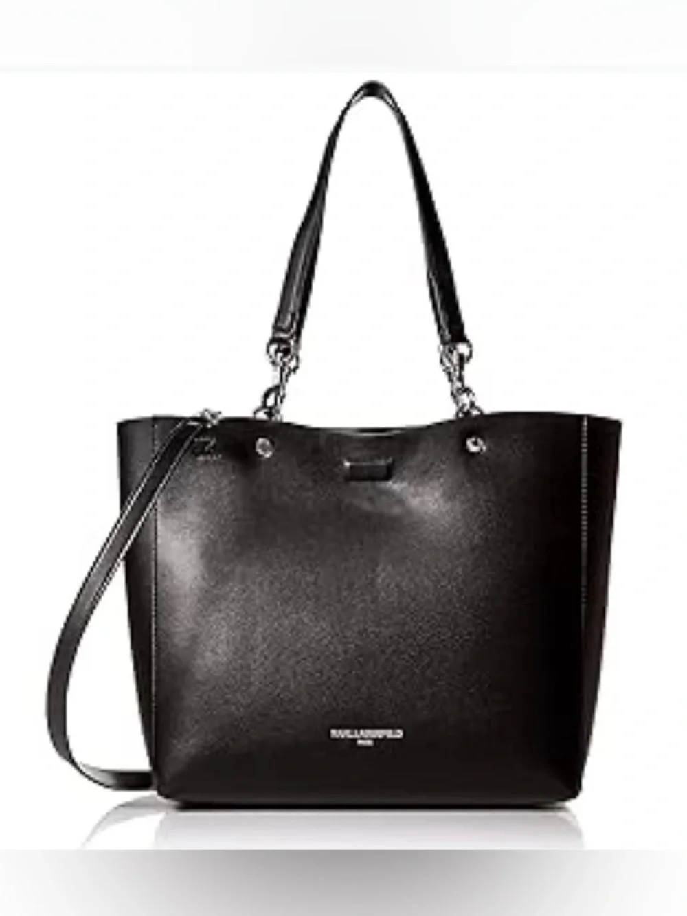 Karl Lagerfeld Paris Adele Tote Black Large Shoulder Bag Pouch Designer Handbag